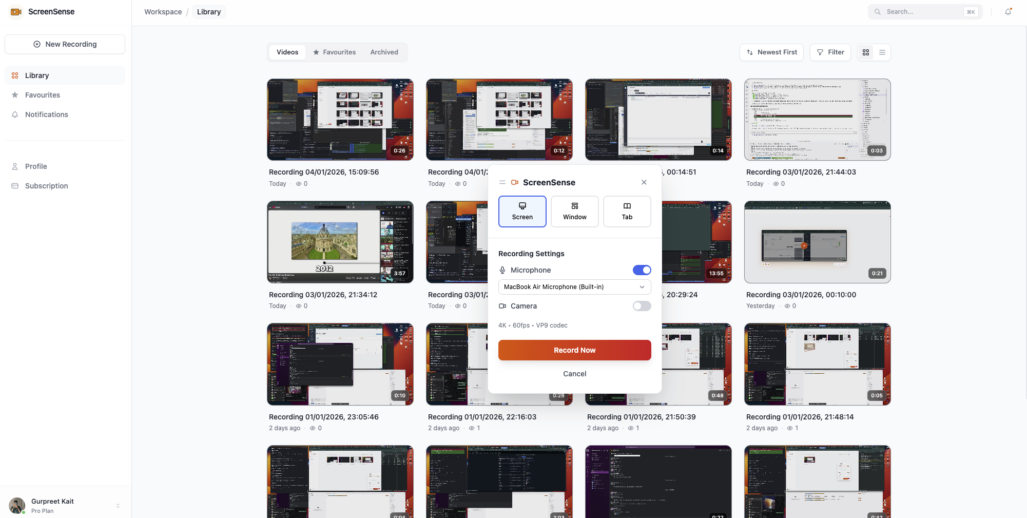 ScreenSense Recording